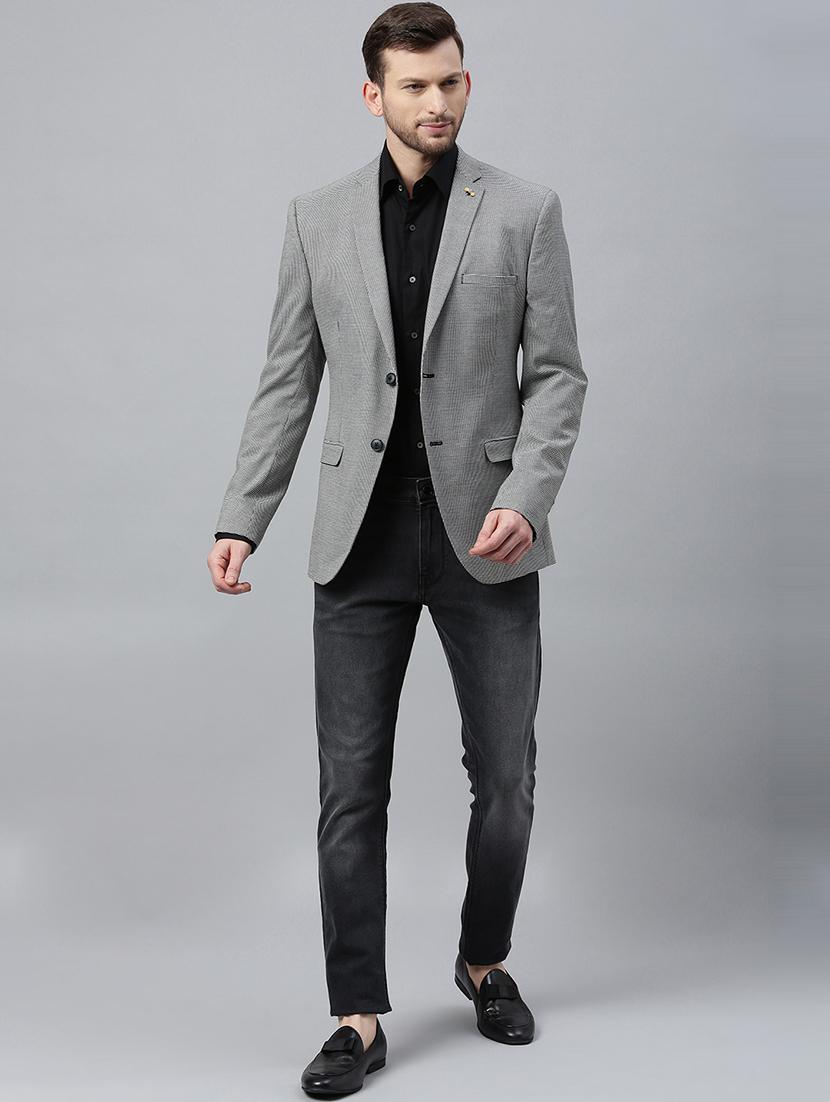 black houndstooth print single breasted casual blazer - 17397937 - Zoom Image - 4