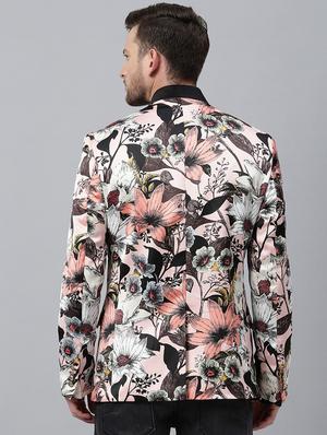 pink printed bandhgala casual blazer - 17397948 - Standard Image - 3