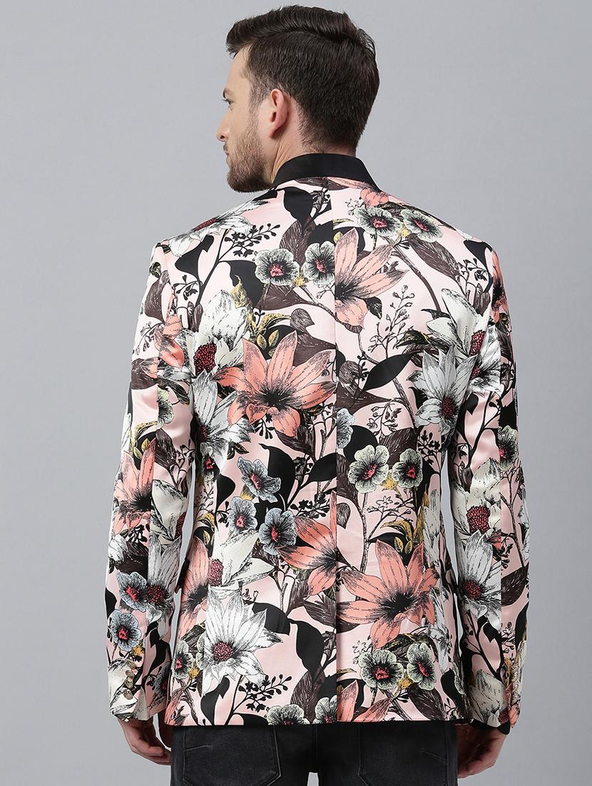 pink printed bandhgala casual blazer - 17397948 - Zoom Image - 3