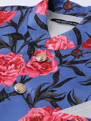 blue floral print nehru jacket - 17397952 - Standard Image - 6