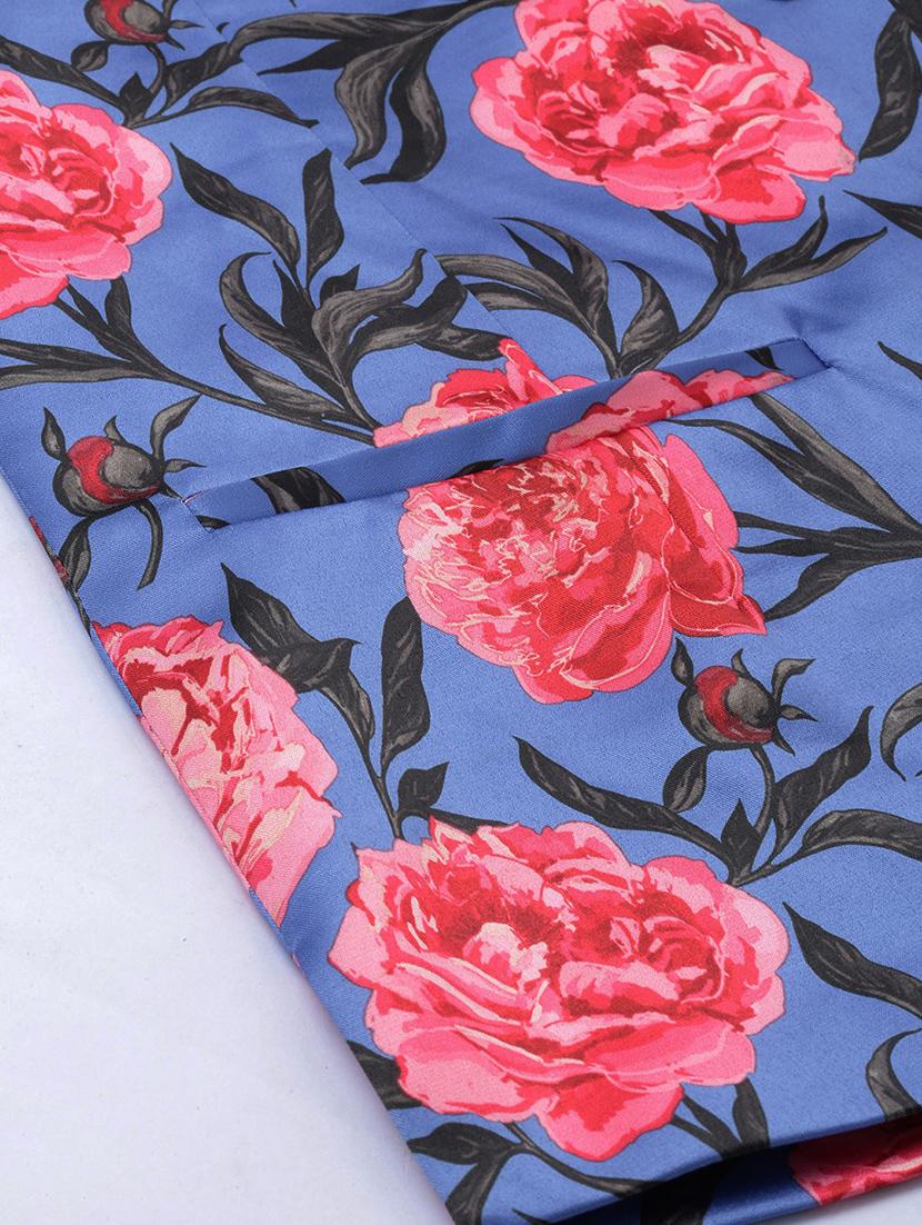blue floral print nehru jacket - 17397952 - Zoom Image - 5