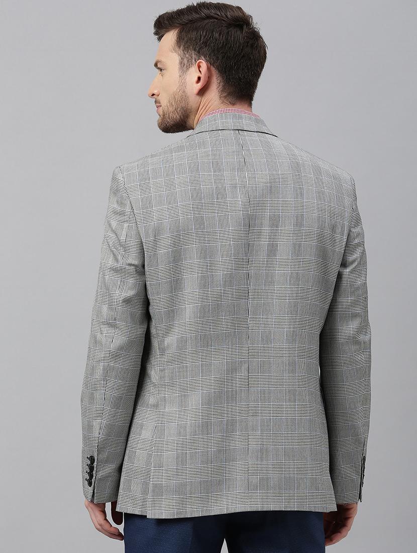 black checkered single breasted casual blazer - 17398150 - Zoom Image - 3