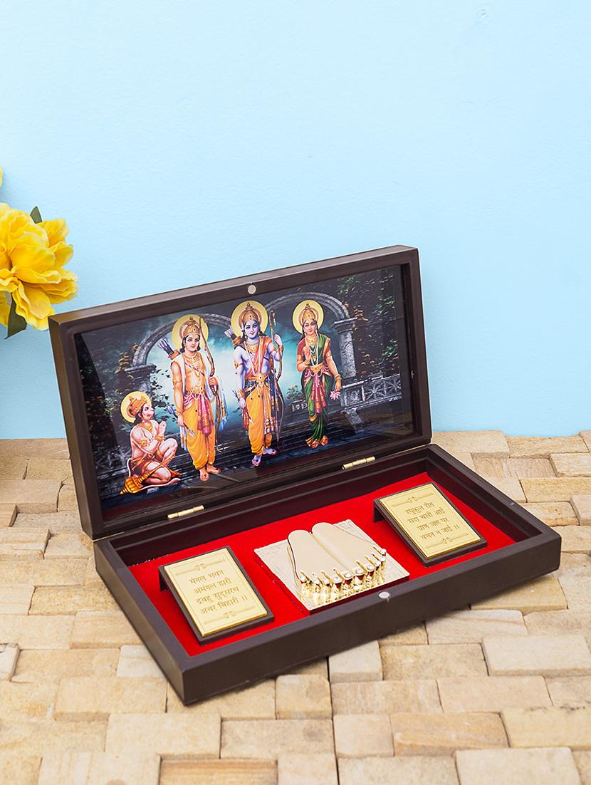 24 ct gold plated ram darbaar pooja box - 17398181 - Zoom Image - 1
