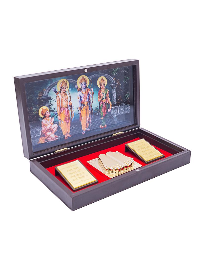 24 ct gold plated ram darbaar pooja box - 17398181 - Zoom Image - 3
