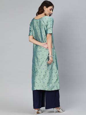 self-design art silk straight kurta - 17398424 - Standard Image - 3