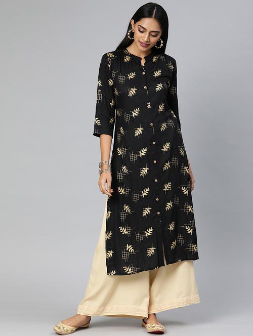 block printed straight kurta - 17398425 - Standard Image - 1