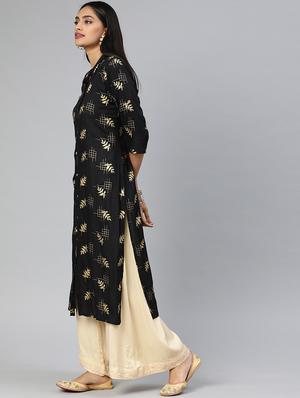 block printed straight kurta - 17398425 - Standard Image - 2