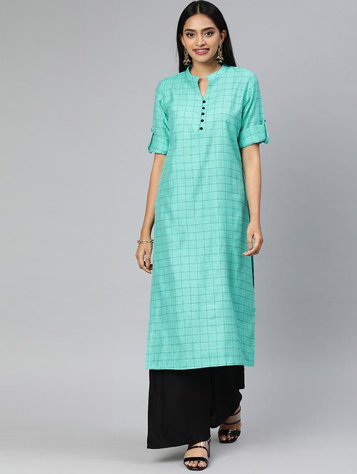 checkered straight kurta - 17398431 - Standard Image - 1