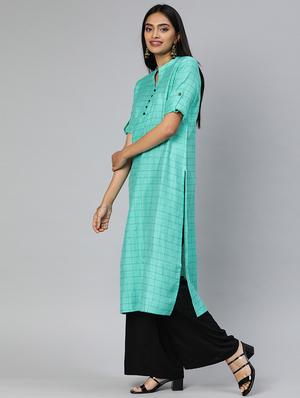 checkered straight kurta - 17398431 - Standard Image - 2