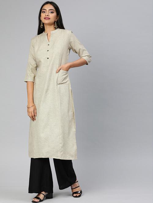 solid straight kurta - 17398432 - Standard Image - 1