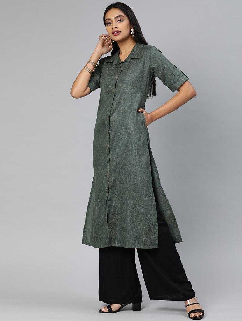 solid straight kurta - 17398433 - Zoom Image - 2