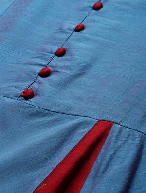 solid contrast flared kurta - 17398436 - Standard Image - 4