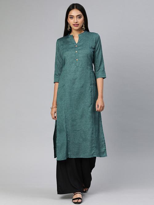 solid straight kurta - 17398442 - Standard Image - 1