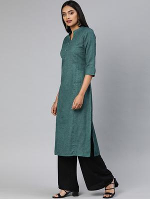 solid straight kurta - 17398442 - Standard Image - 2