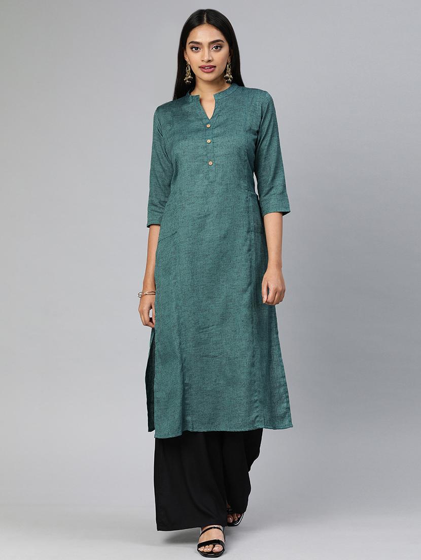 solid straight kurta - 17398442 - Zoom Image - 1
