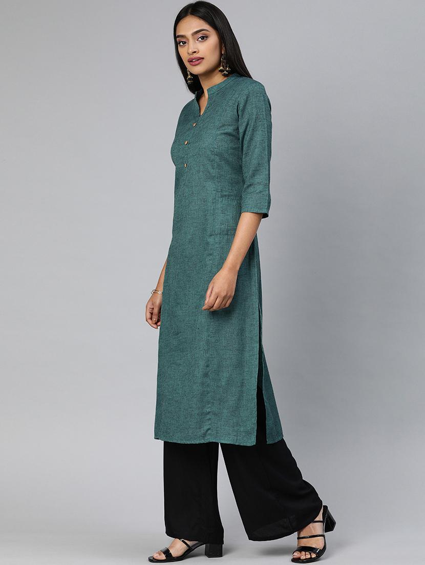 solid straight kurta - 17398442 - Zoom Image - 2