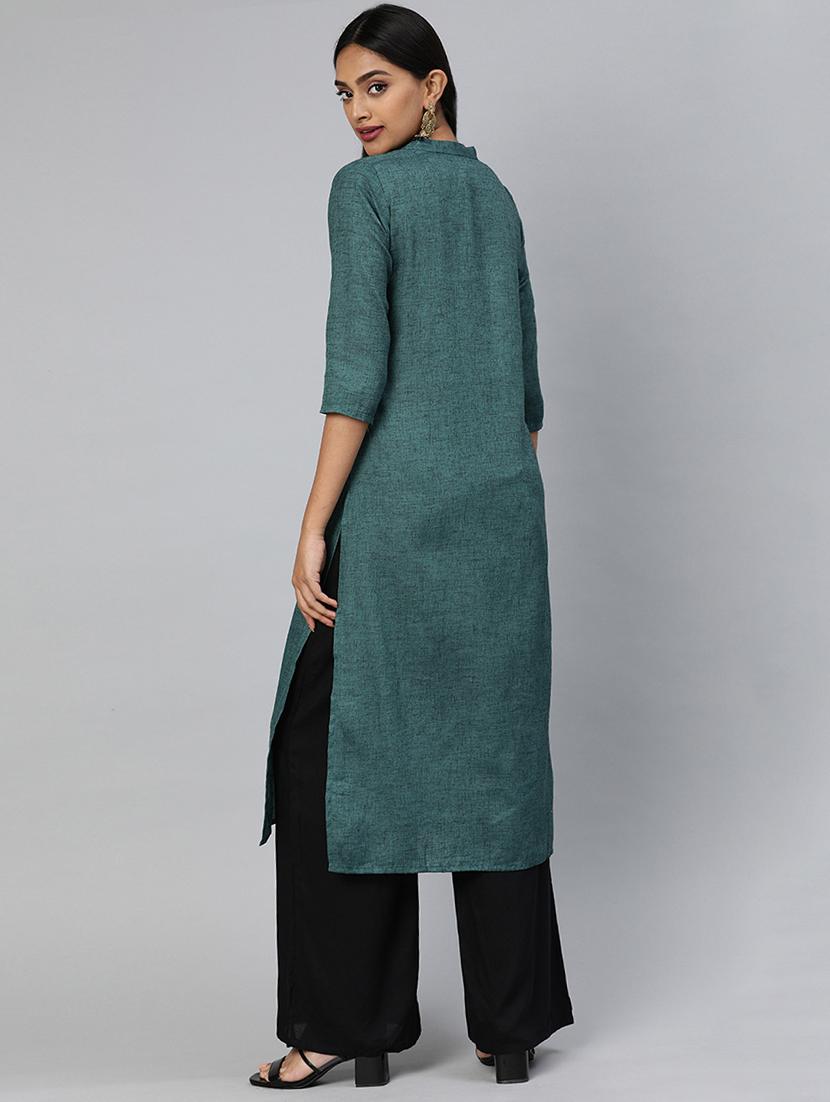 solid straight kurta - 17398442 - Zoom Image - 3
