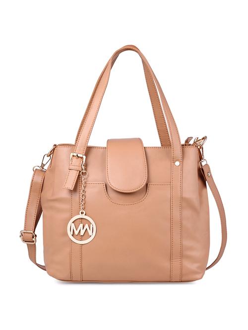 beige leatherette (pu) regular handbag - 17398477 - Very Small Image - 1