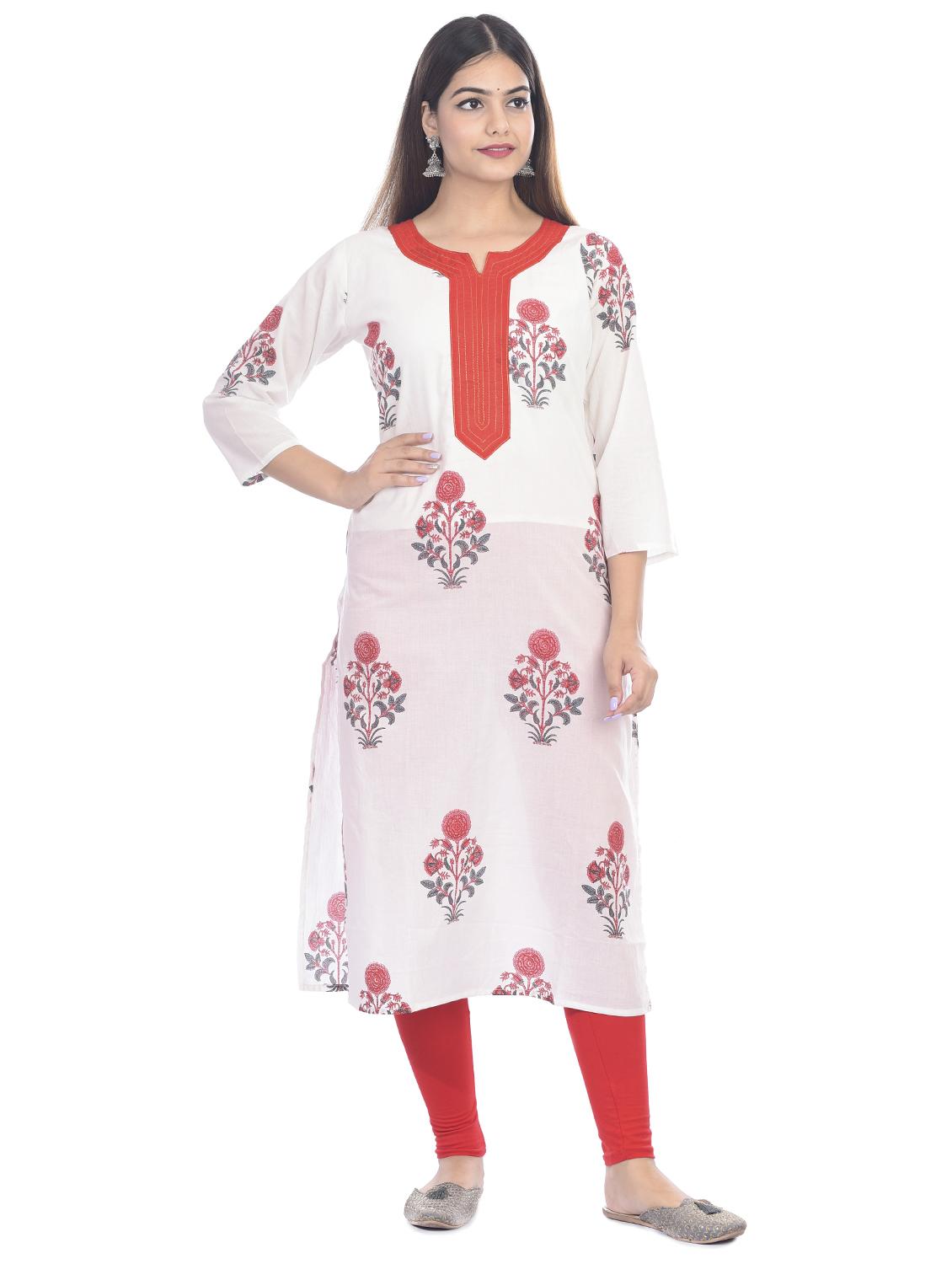 floral straight kurta - 17398623 - Zoom Image - 2