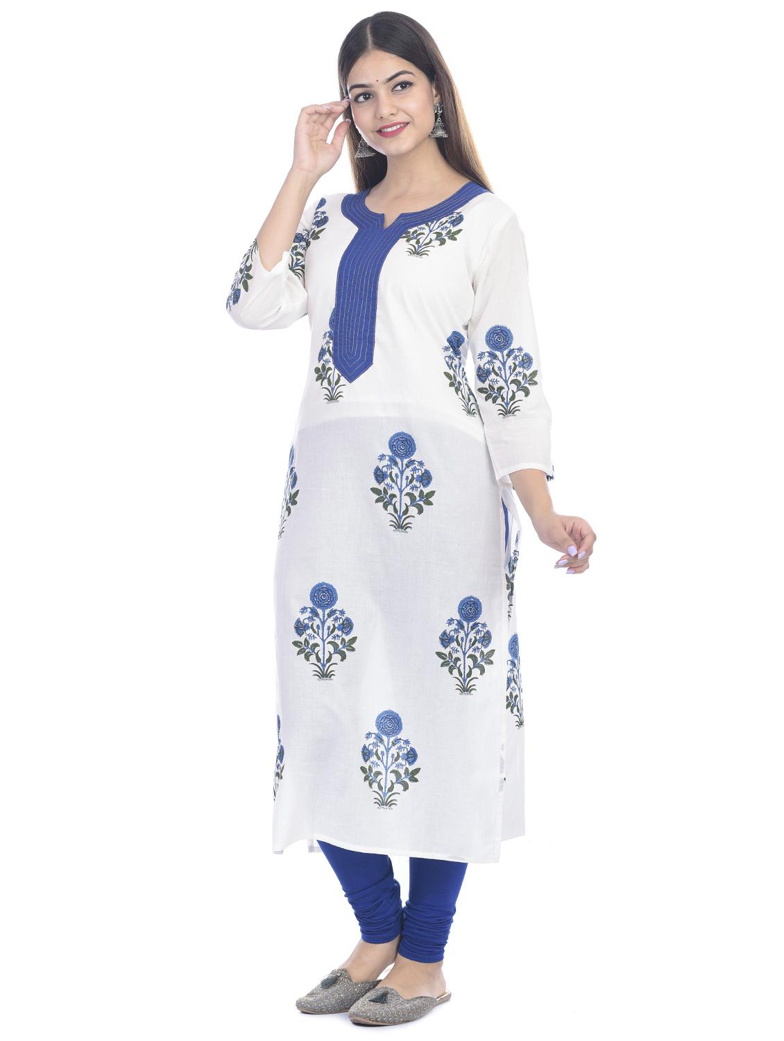 floral straight kurta - 17398624 - Zoom Image - 2