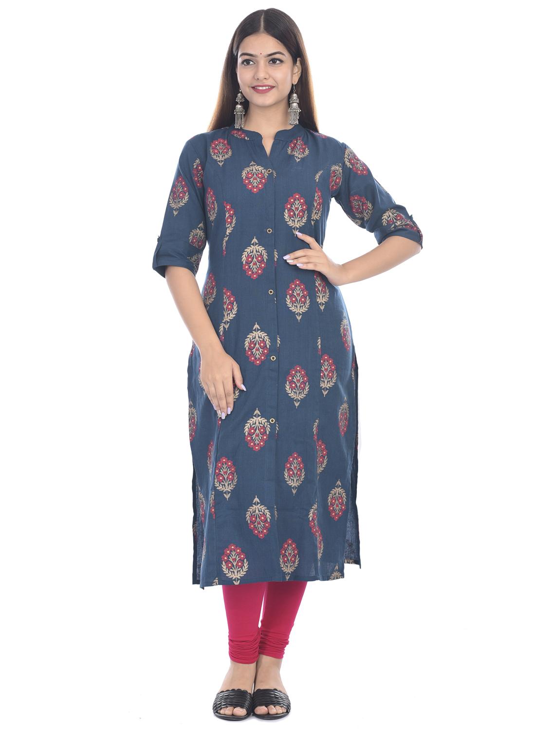 floral straight kurta - 17398625 - Zoom Image - 1