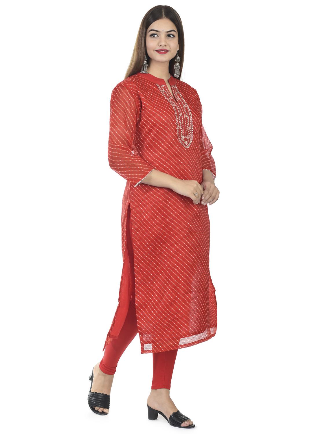 leheriya print straight kurta - 17398628 - Zoom Image - 2