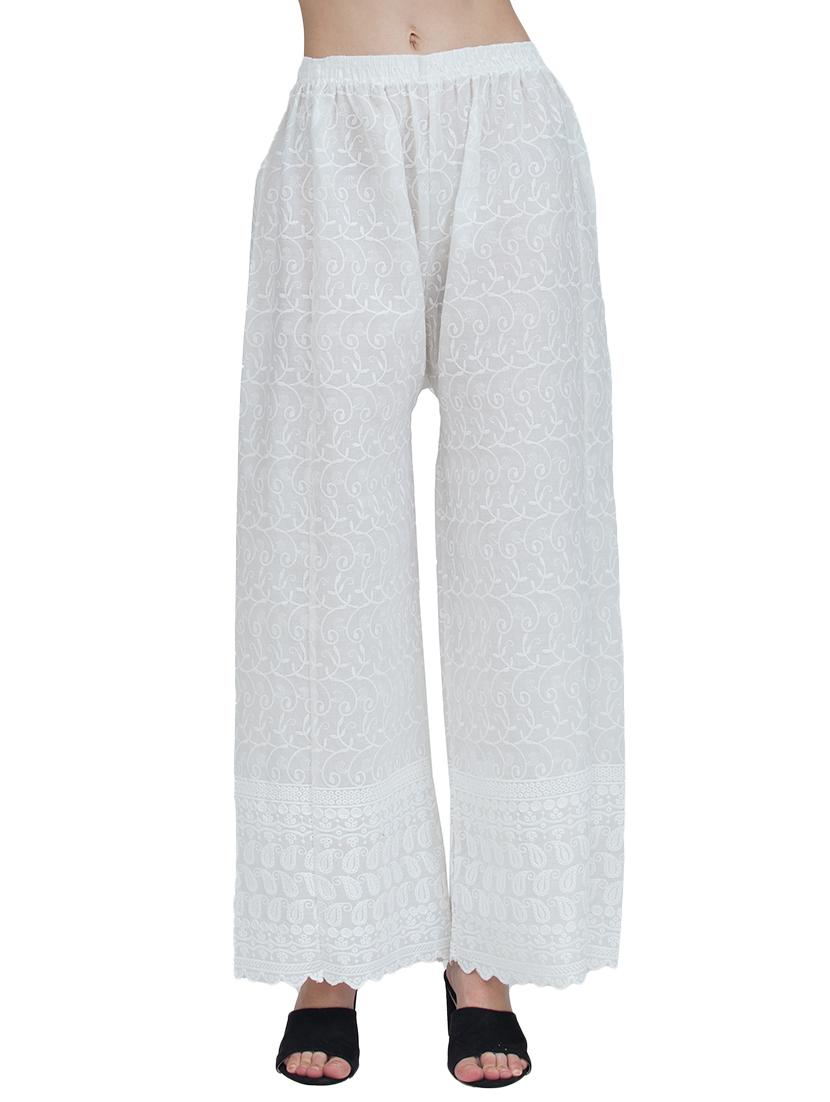 white cotton palazzos - 17398664 - Zoom Image - 1