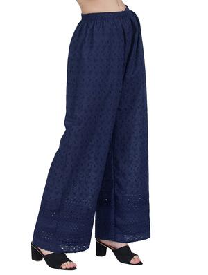 navy blue cotton palazzos - 17398672 - Standard Image - 2