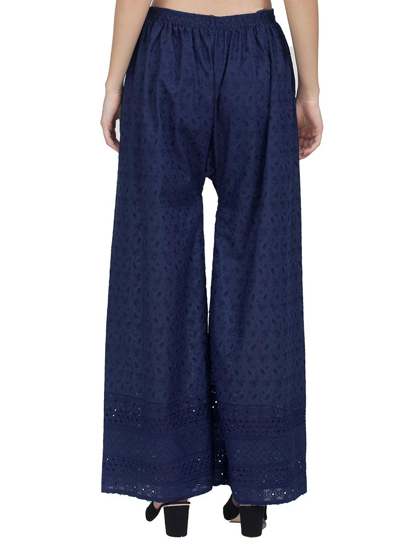 navy blue cotton palazzos - 17398672 - Zoom Image - 3