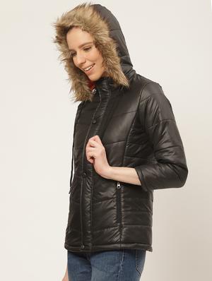 hooded neck padded jacket - 17398745 - Standard Image - 2