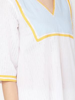 solid lace detailed kurta pant set - 17398807 - Standard Image - 4