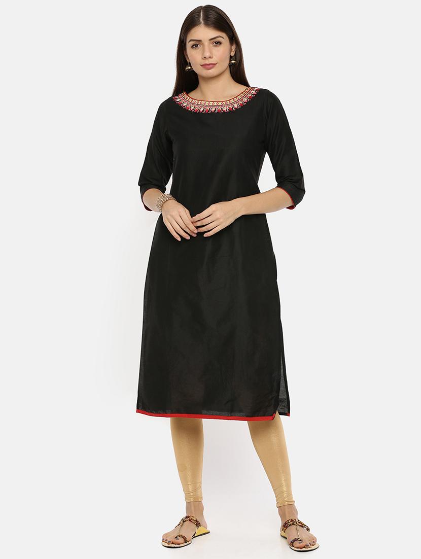 embroidered straight kurta - 17398820 - Zoom Image - 1