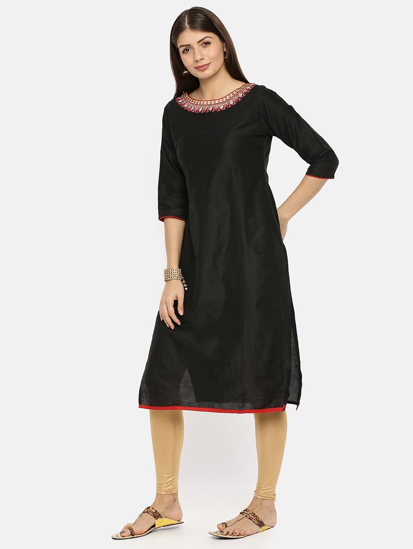 embroidered straight kurta - 17398820 - Zoom Image - 2