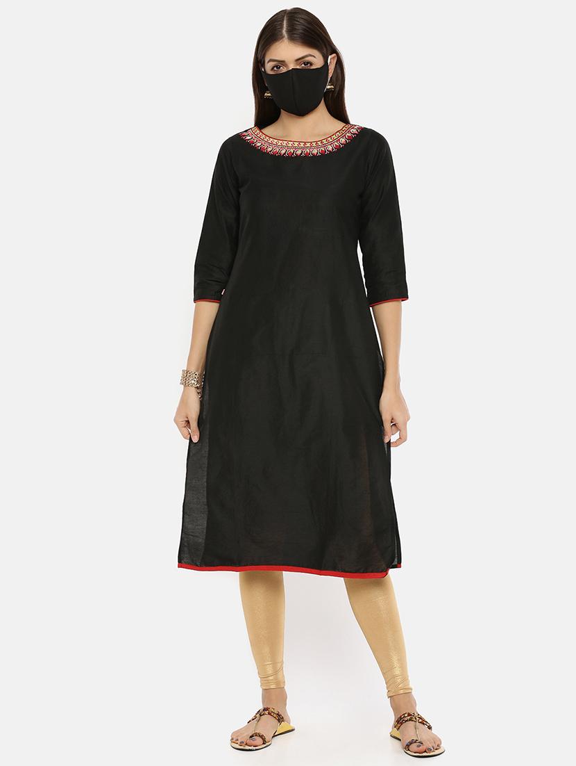 embroidered straight kurta - 17398820 - Zoom Image - 4