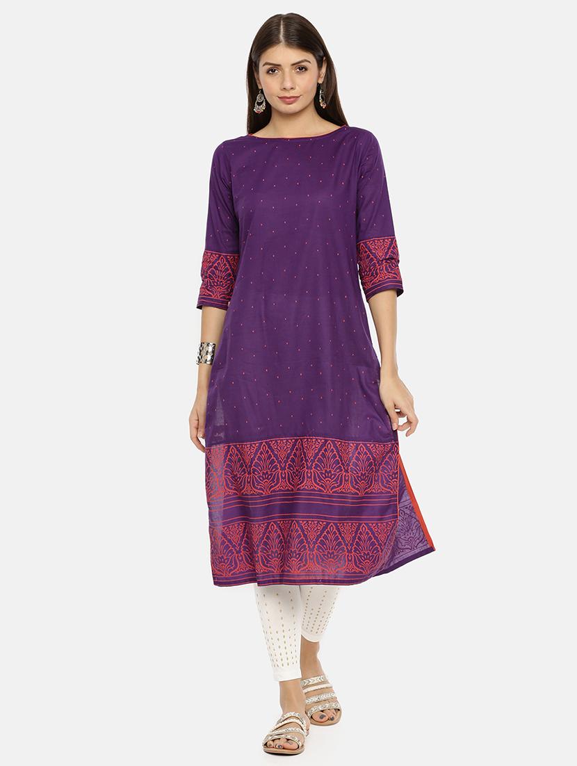 embroidered straight kurta - 17398821 - Zoom Image - 1