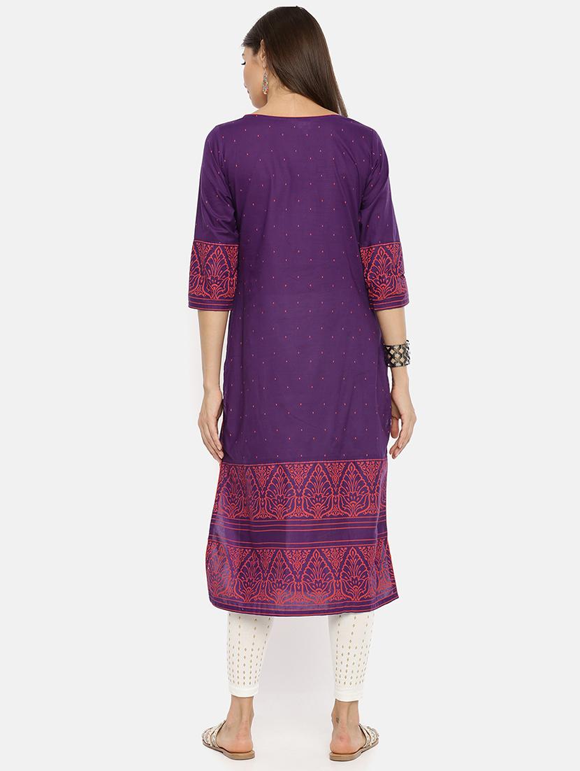 embroidered straight kurta - 17398821 - Zoom Image - 3