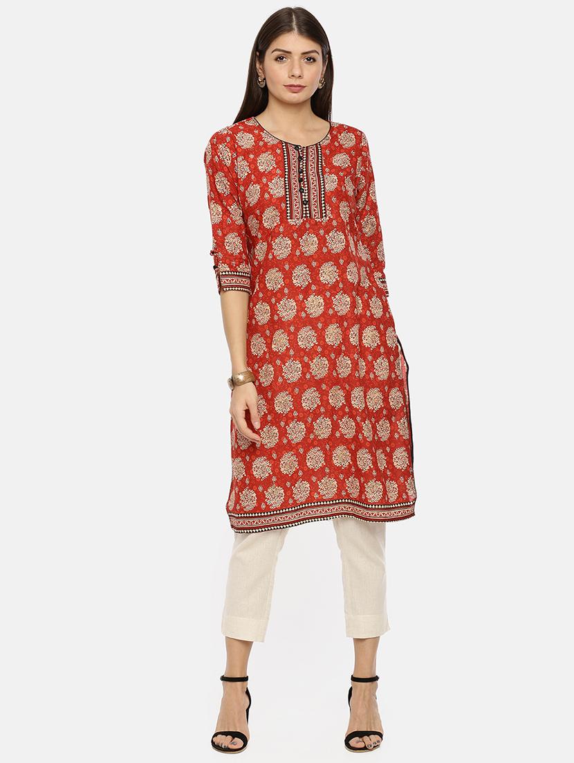 printed straight kurta - 17398824 - Zoom Image - 1