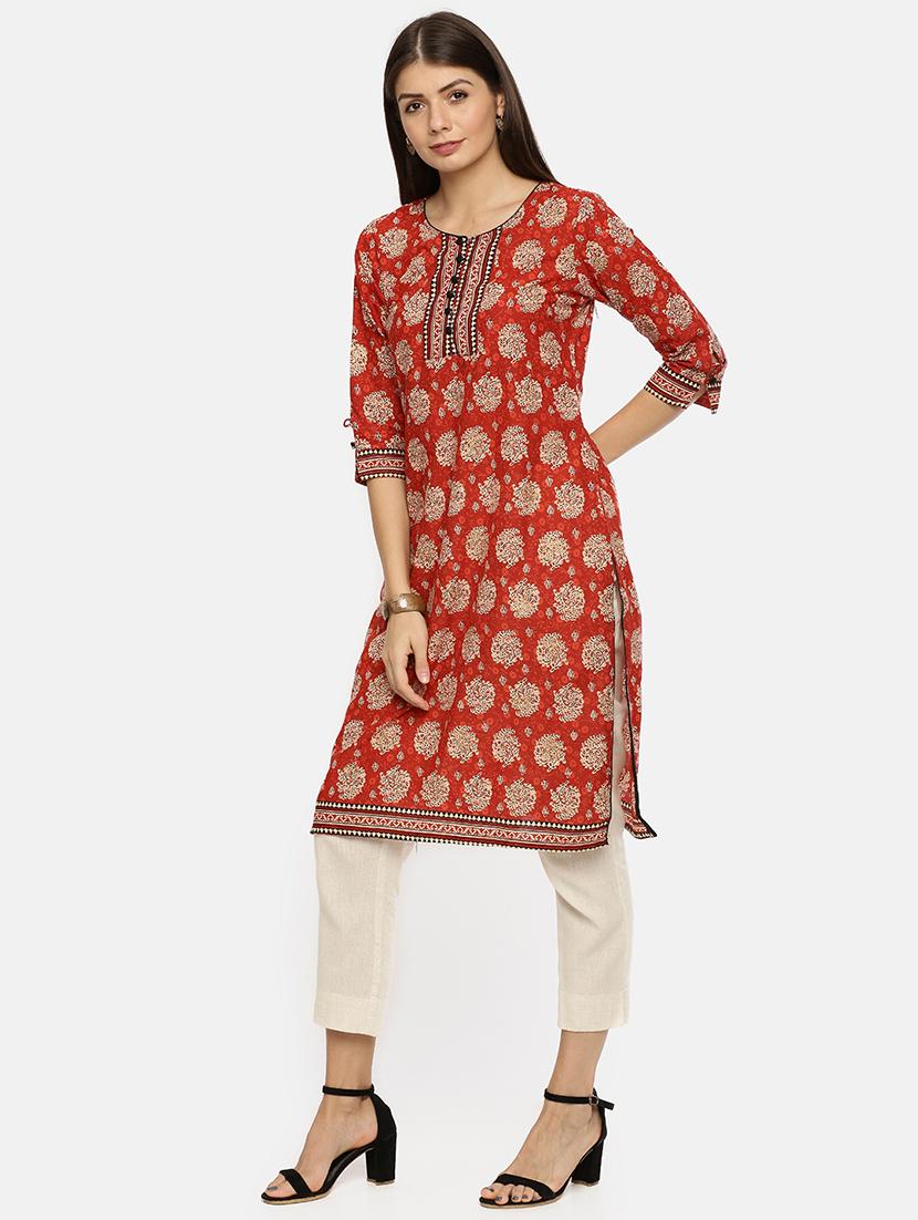 printed straight kurta - 17398824 - Zoom Image - 2