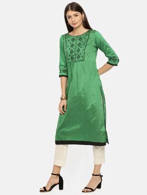 embroidered straight kurta - 17398828 - Standard Image - 2