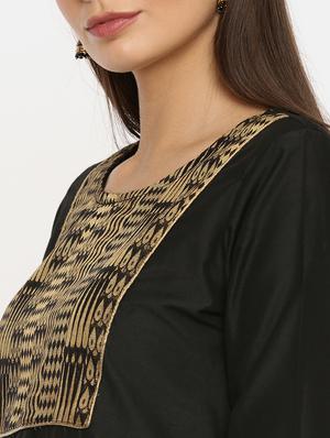 gold printed straight kurta - 17398831 - Standard Image - 5