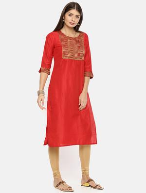 gold printed straight kurta - 17398832 - Standard Image - 2
