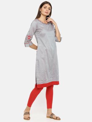 embroidered straight kurta - 17398835 - Standard Image - 2