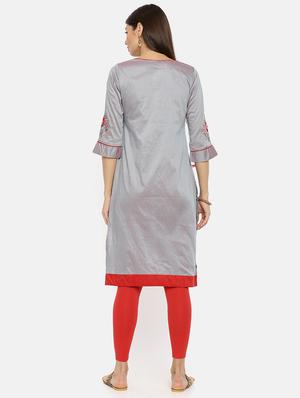 embroidered straight kurta - 17398835 - Standard Image - 3