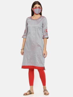 embroidered straight kurta - 17398835 - Standard Image - 4
