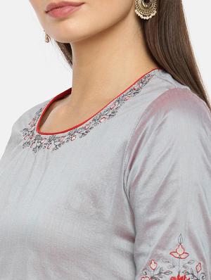 embroidered straight kurta - 17398835 - Standard Image - 5