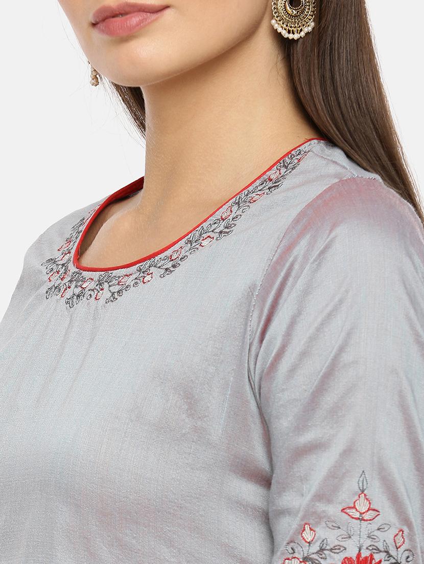 embroidered straight kurta - 17398835 - Zoom Image - 5