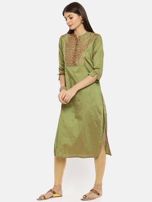 embroidered straight kurta - 17398836 - Standard Image - 2