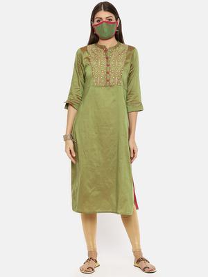 embroidered straight kurta - 17398836 - Standard Image - 4