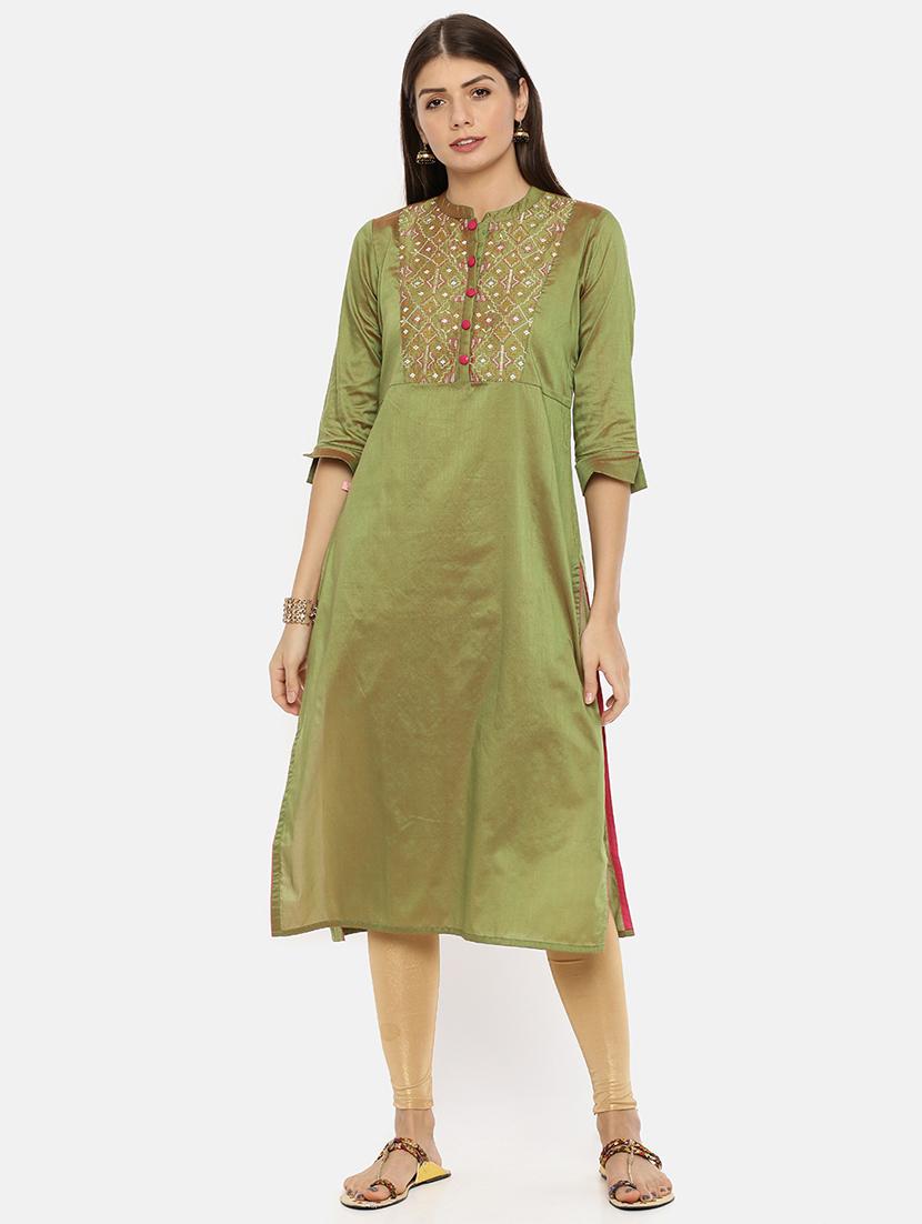 embroidered straight kurta - 17398836 - Zoom Image - 1