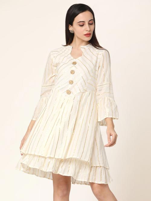 mandarin neck flared dress - 17398847 - Standard Image - 1